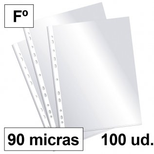 Fundas Multitaladro Plus Office Folio Cristal 90 Micras C/100